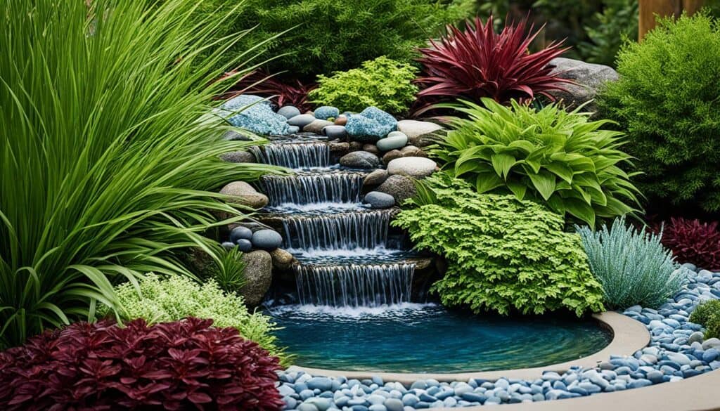 Tranquil water feature in therapeutic landscape